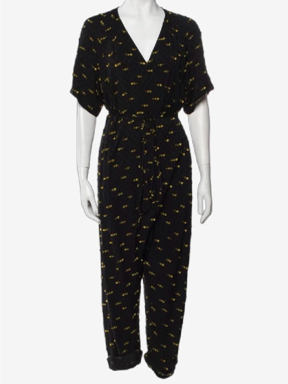Rachel Comey Black Jumpsuit with Yellow Dot Print